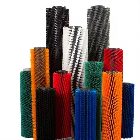 Customized Industrial Nylon Bristle Cleaning Roller Brush Cylindrical Wire Brushes Roller